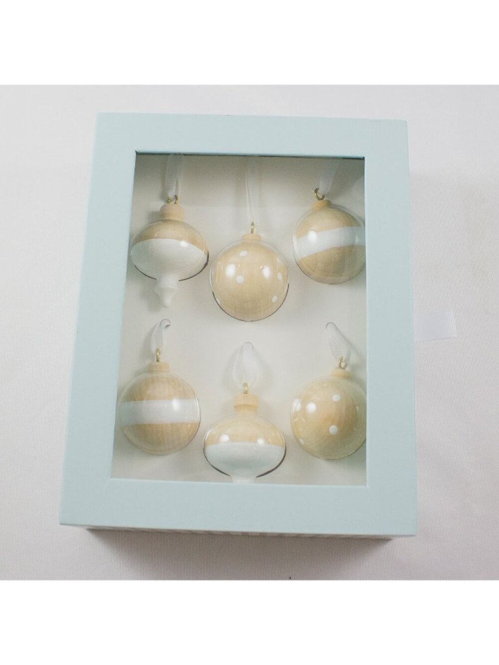 Sugar Paper Set of 6 Neutral-Tone Wood Ornaments 2022 Christmas NIB